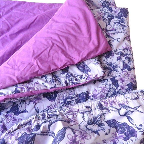 Handmade Reversible Hawaiian Quilt Beach Picnic Blanket Carrying Case Purple - Picture 5 of 15